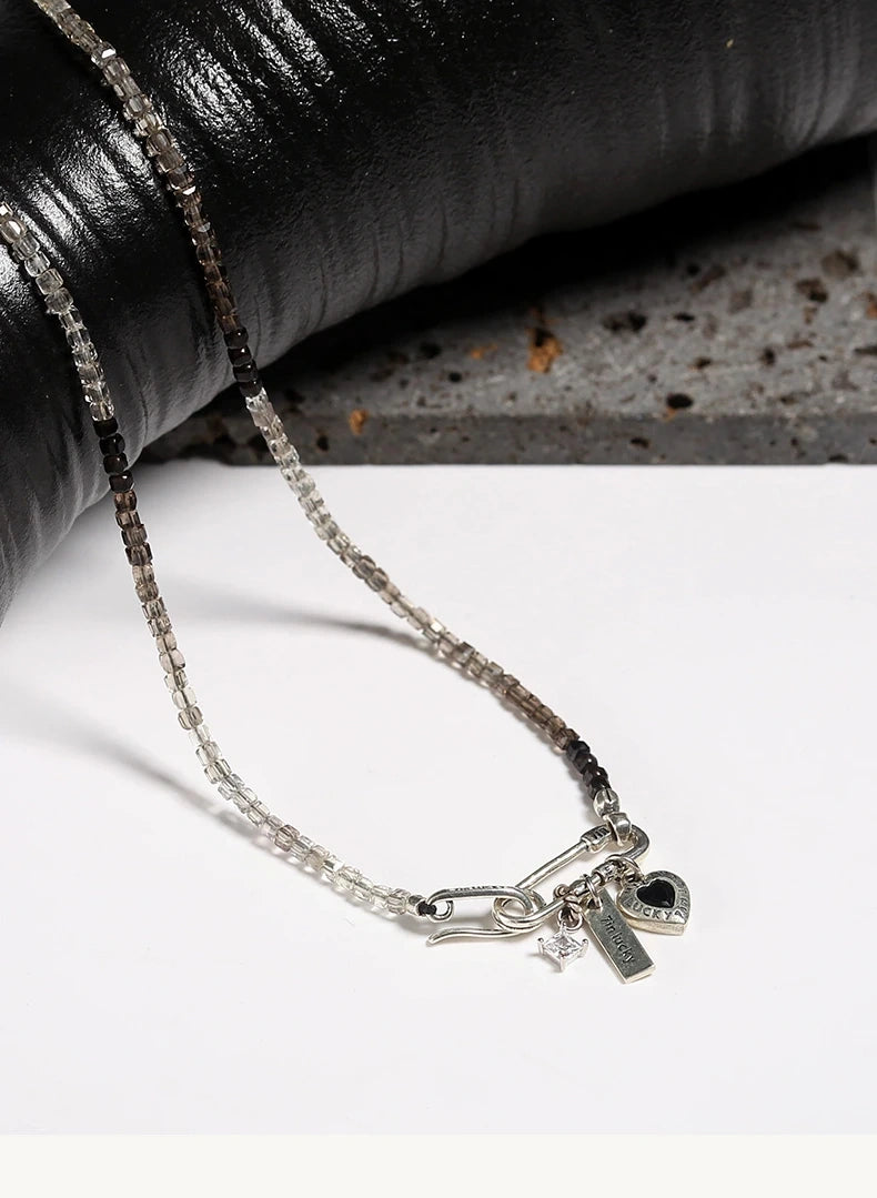 Gradient Silver Pendant Necklace - 925 Sterling Silver Vintage Design