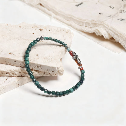 Green 925 Sterling Silver Bracelet - Handmade Vintage Statement Piece