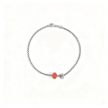 Red Begonia Silver Couple Bracelet - Handmade Vintage Statement Jewelry