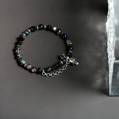 925 Sterling Silver Black Couple Bracelet - Handmade Minimalist Vintage