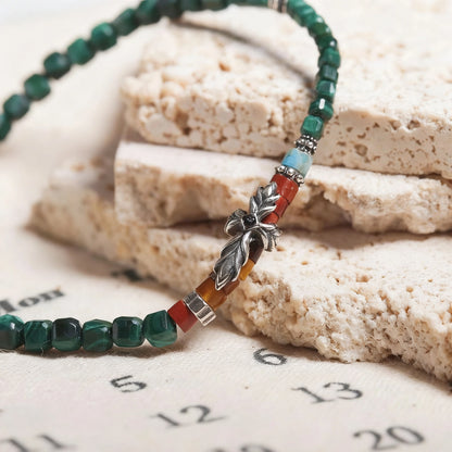 Green 925 Sterling Silver Bracelet - Handmade Vintage Statement Piece