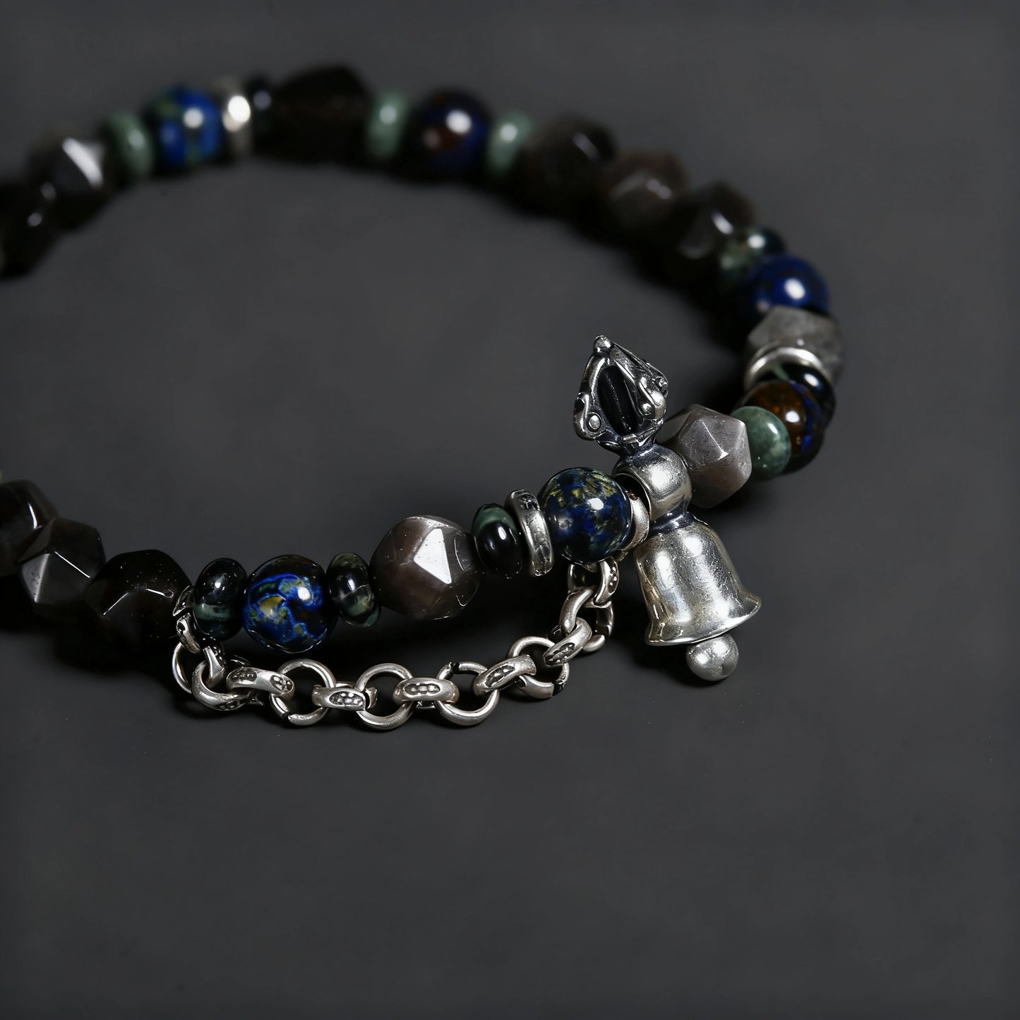 925 Sterling Silver Black Couple Bracelet - Handmade Minimalist Vintage