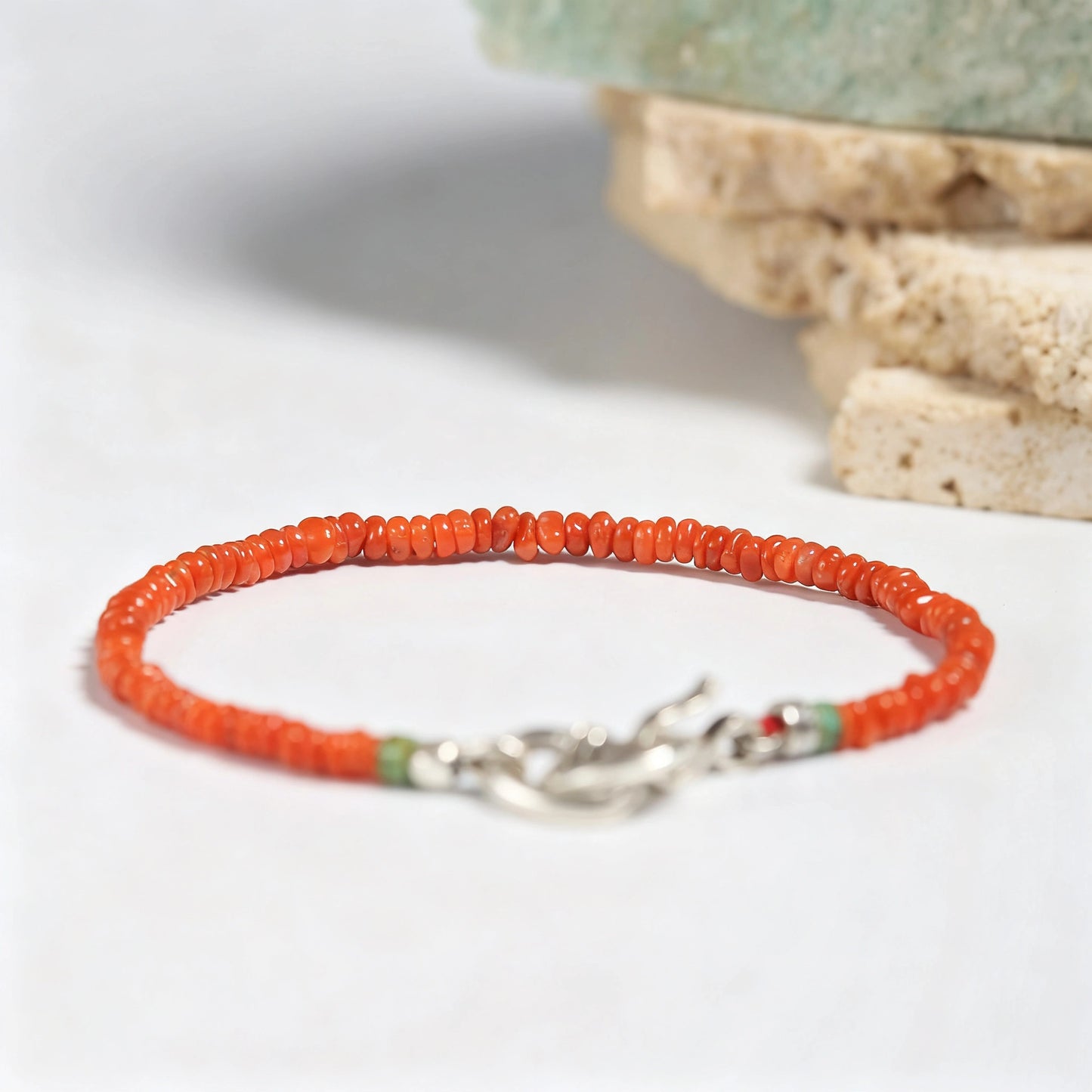 Red 925 Silver Bracelet - Handmade Vintage Lucky Charm Bracelet