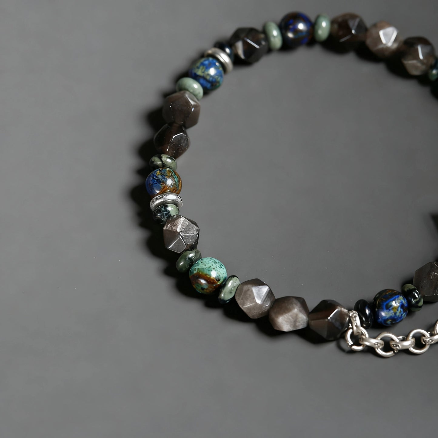 925 Sterling Silver Black Couple Bracelet - Handmade Minimalist Vintage