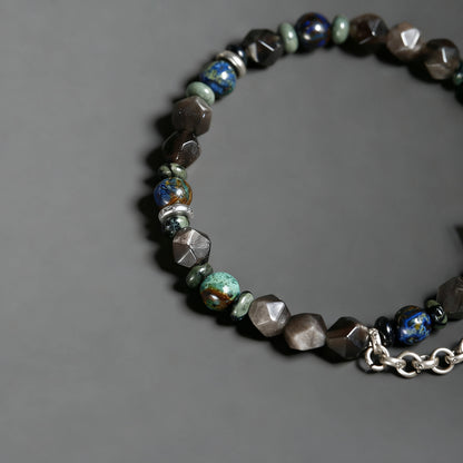 925 Sterling Silver Black Couple Bracelet - Handmade Minimalist Vintage