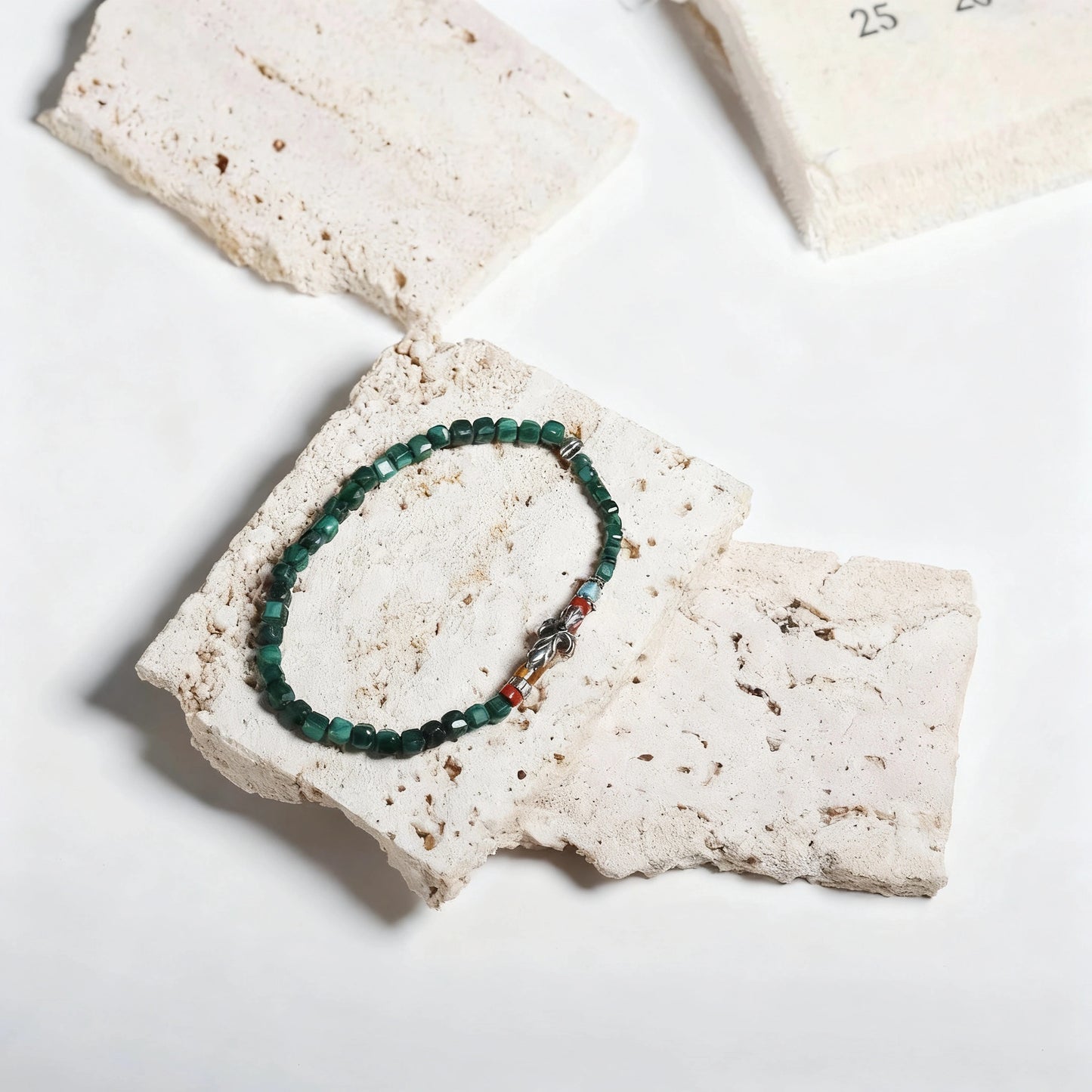 Green 925 Sterling Silver Bracelet - Handmade Vintage Statement Piece