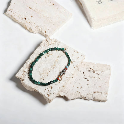 Green 925 Sterling Silver Bracelet - Handmade Vintage Statement Piece