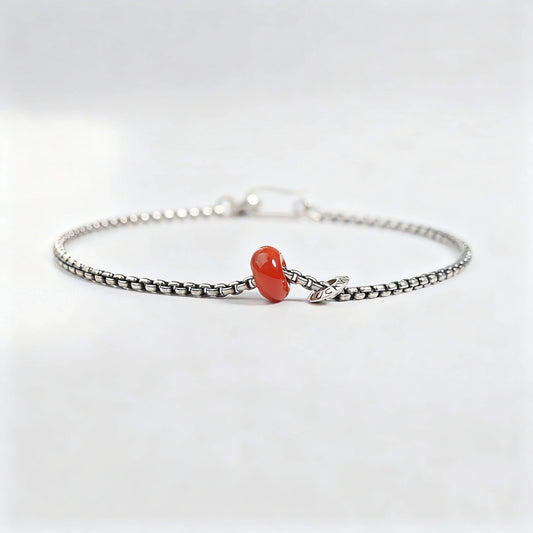 Red Begonia Silver Couple Bracelet - Handmade Vintage Statement Jewelry