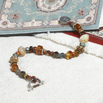 Handwoven Wood & 925 Silver Bracelet - Dunhuang Inspired Boho Design